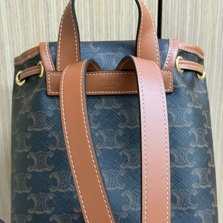 Celine FOLCO標誌印花及牛皮革迷你背包-3