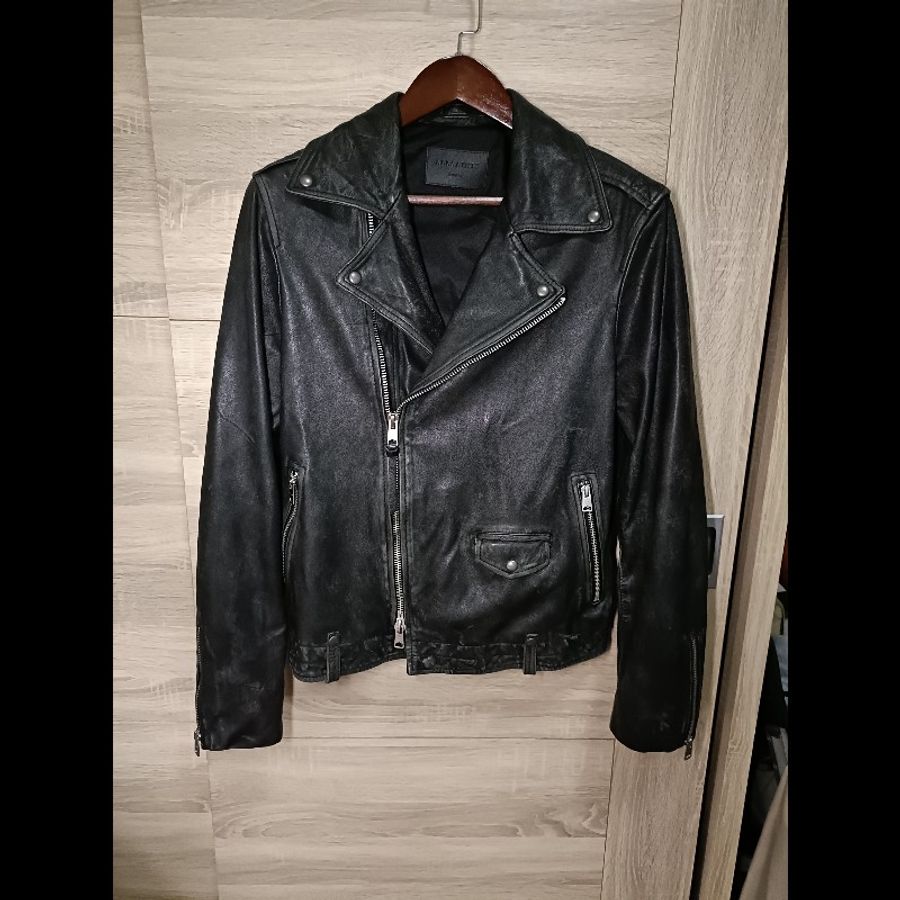 Allsaints Rosser Biker 羊皮 真皮 皮衣 外套 復古作舊版 男S-0