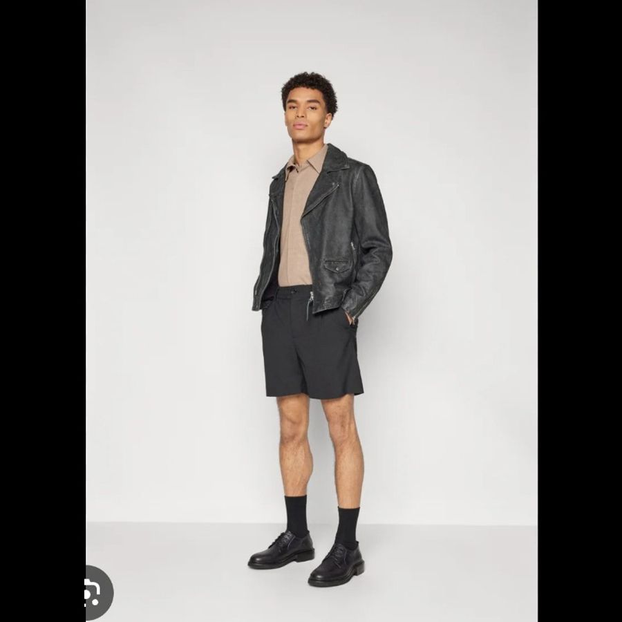 Allsaints Rosser Biker 羊皮 真皮 皮衣 外套 復古作舊版 男S-3