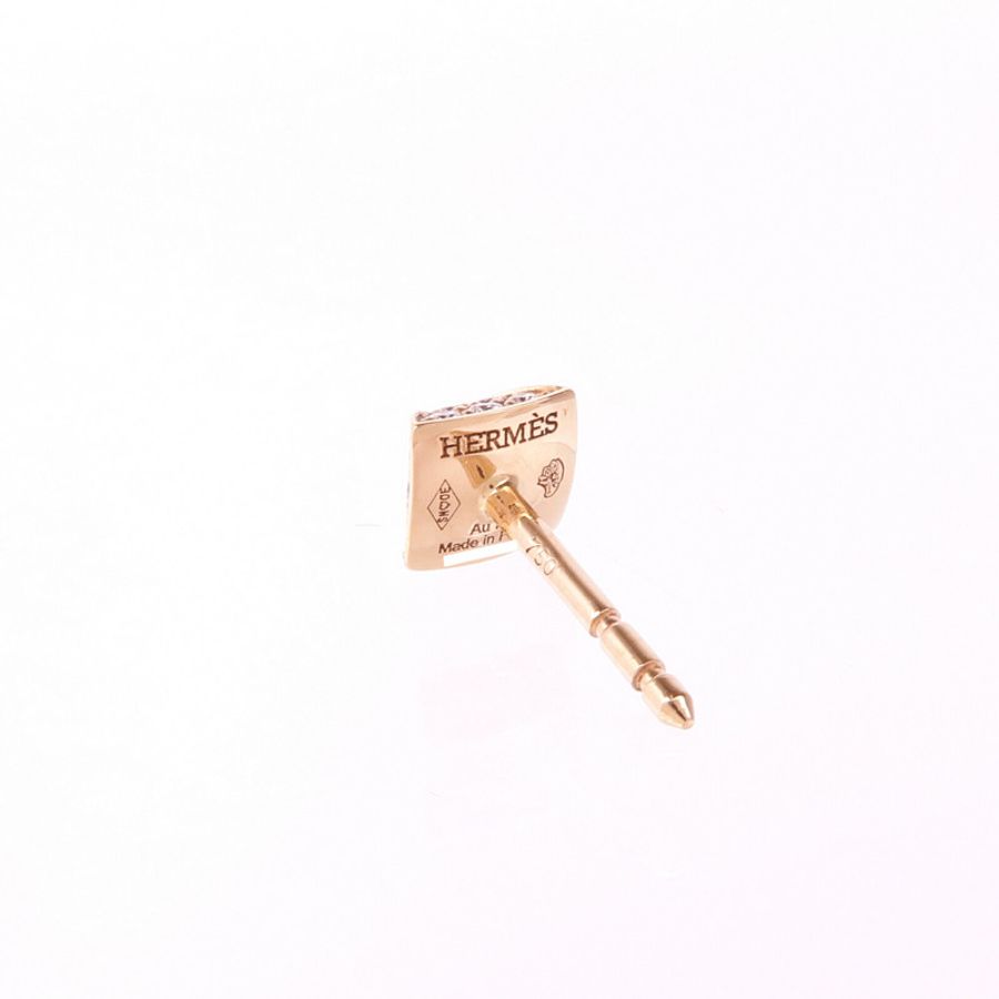 HERMES 18K玫瑰金Clou d'H Earrings鑽石耳環-5