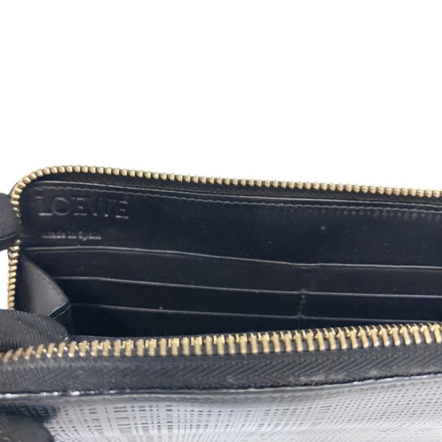 Loewe黑色暗紋8卡ㄇ拉長夾-10