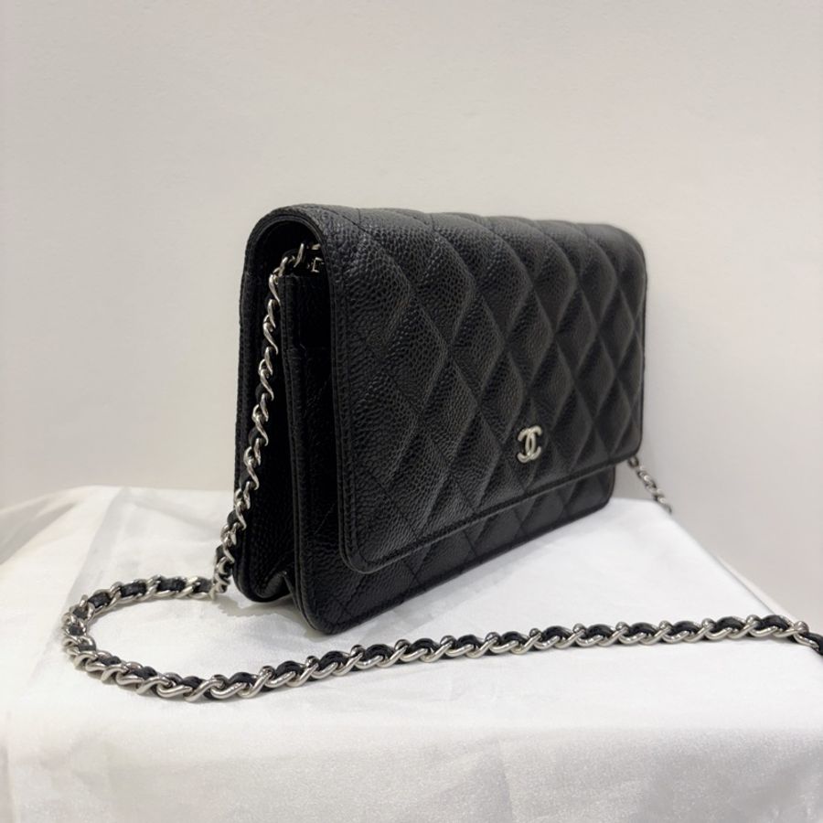 Chanel 黑銀荔枝牛皮woc-1