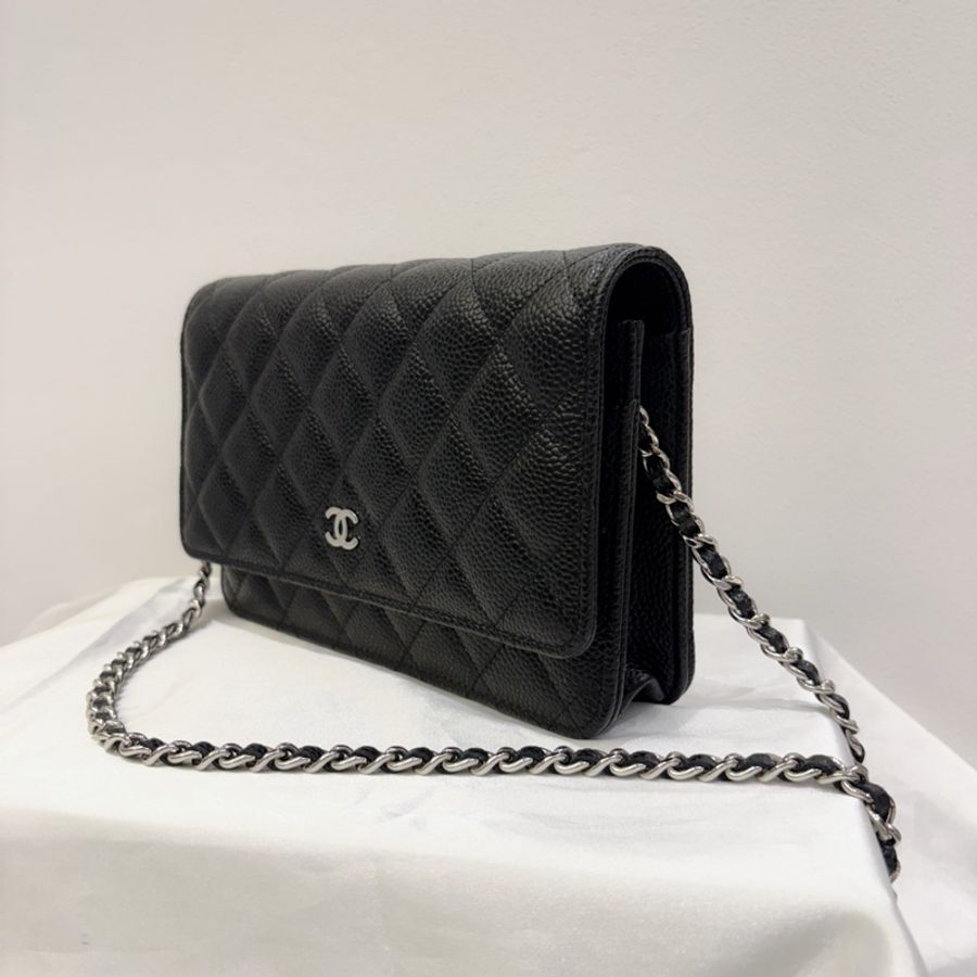 Chanel 黑銀荔枝牛皮woc-2