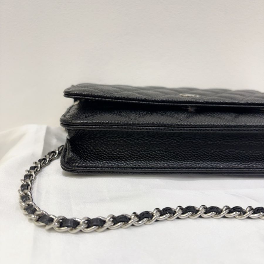 Chanel 黑銀荔枝牛皮woc-3