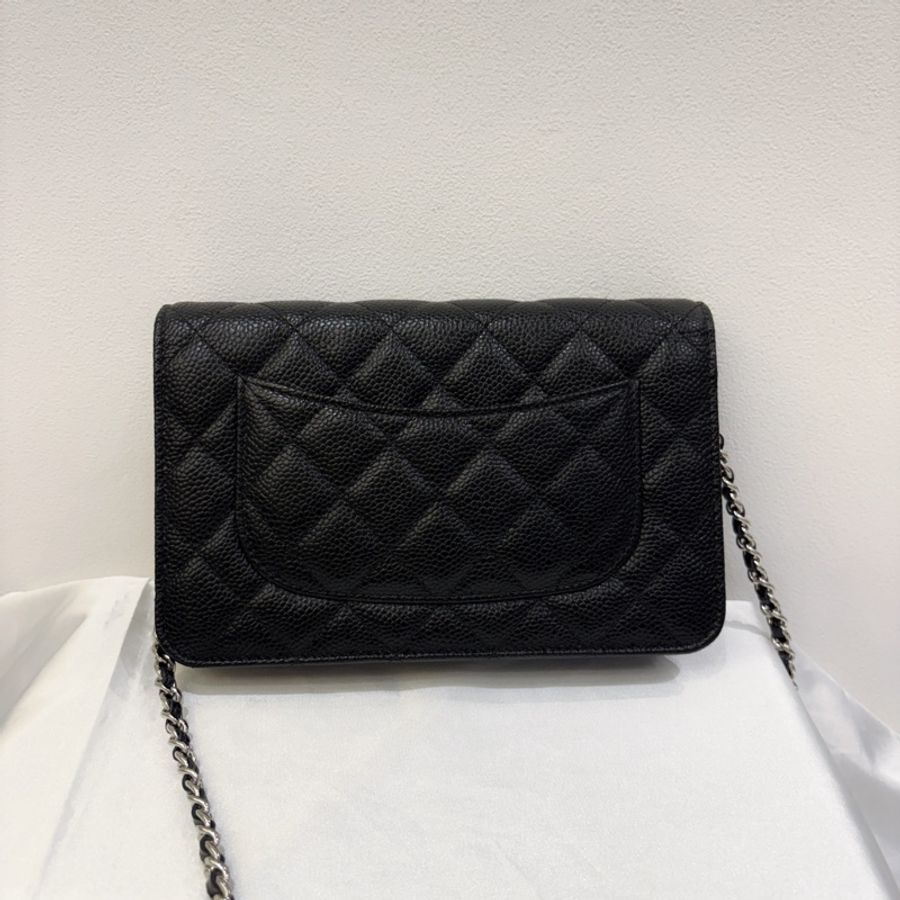 Chanel 黑銀荔枝牛皮woc-5