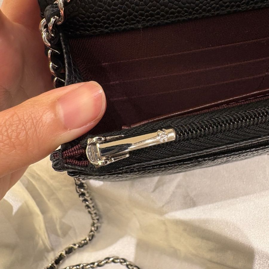 Chanel 黑銀荔枝牛皮woc-8