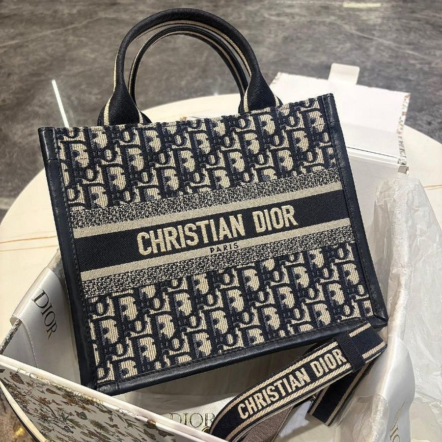 *SHIHNA名牌精品* Dior Book Tote 藍色老花刺繡小型托特包-0