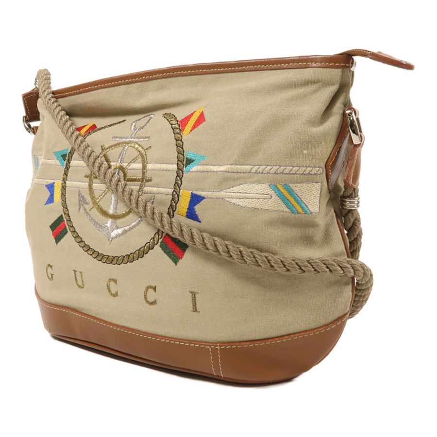 GUCCI 【激減優惠】帆布Vintage Shoulder Bag銀扣肩背袋-2
