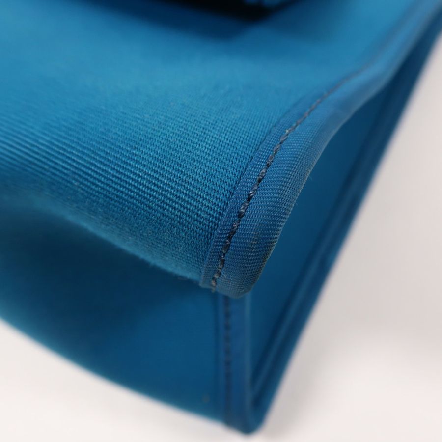 HERMES 帆布Herbag PM銀扣手挽肩背兩用袋Bleu Aztequ-12