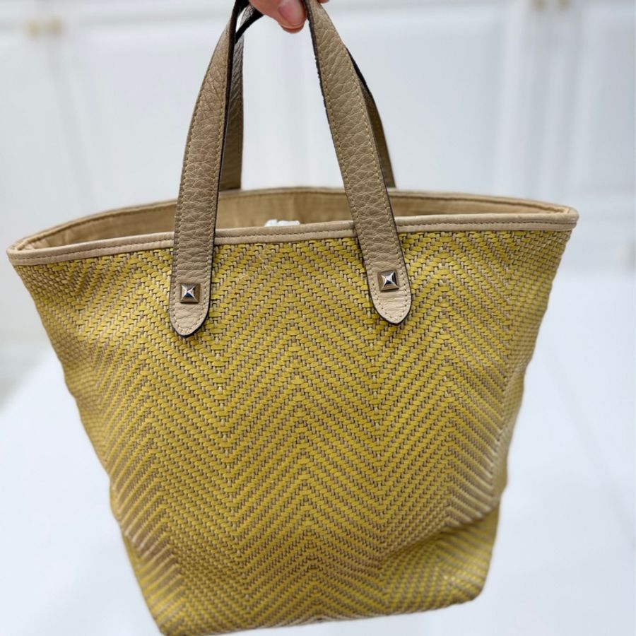 HERMES CHENNAI 草編 編織 菜籃子 竹編包 海攤包 購物包 手提包 購物袋-4