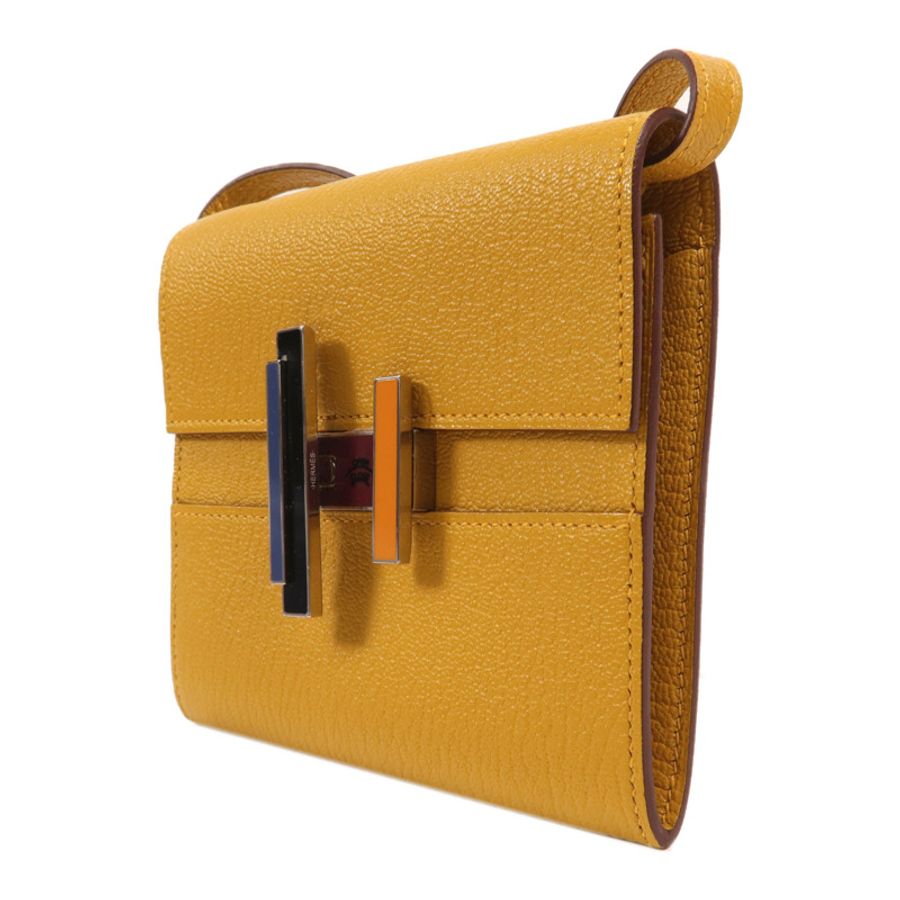 HERMES 【激減優惠】Chevre皮革Cinhetic To Go銀扣肩背袋Jaune Ambre-2