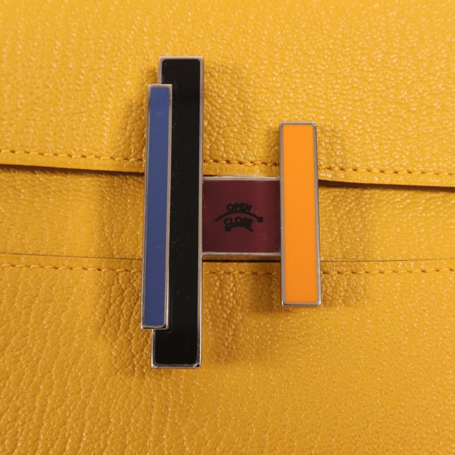HERMES 【激減優惠】Chevre皮革Cinhetic To Go銀扣肩背袋Jaune Ambre-7
