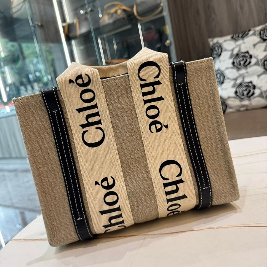 *SHIHNA名牌精品* Chloe Woody 帆布拼牛皮手提/斜背二用托特包 深藍色-0