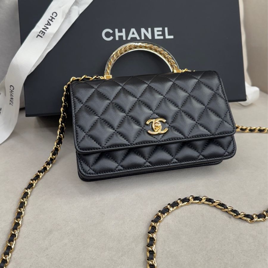 全新Chanel透明手把金鏈包-1