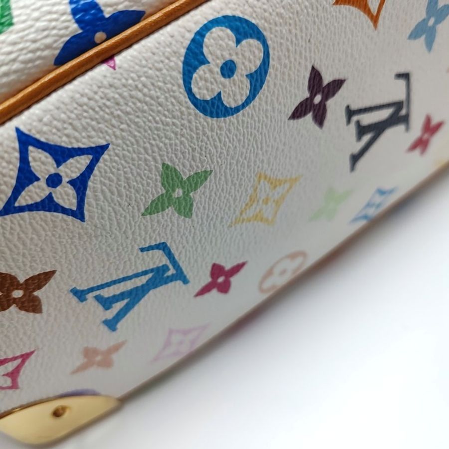 LOUIS VUITTON DEAUVILLE 白三彩塗層帆布老花手提包 金色五金-13