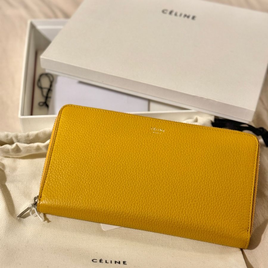 old celine 長夾 長銀包 暖黃色 全新-0