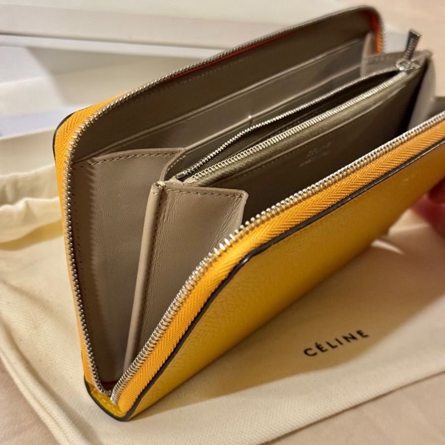 old celine 長夾 長銀包 暖黃色 全新-5