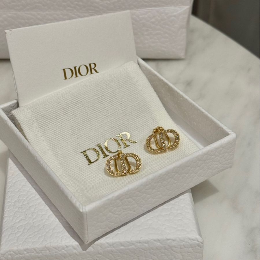 Dior 經典款CD夾式水鑽耳環-4
