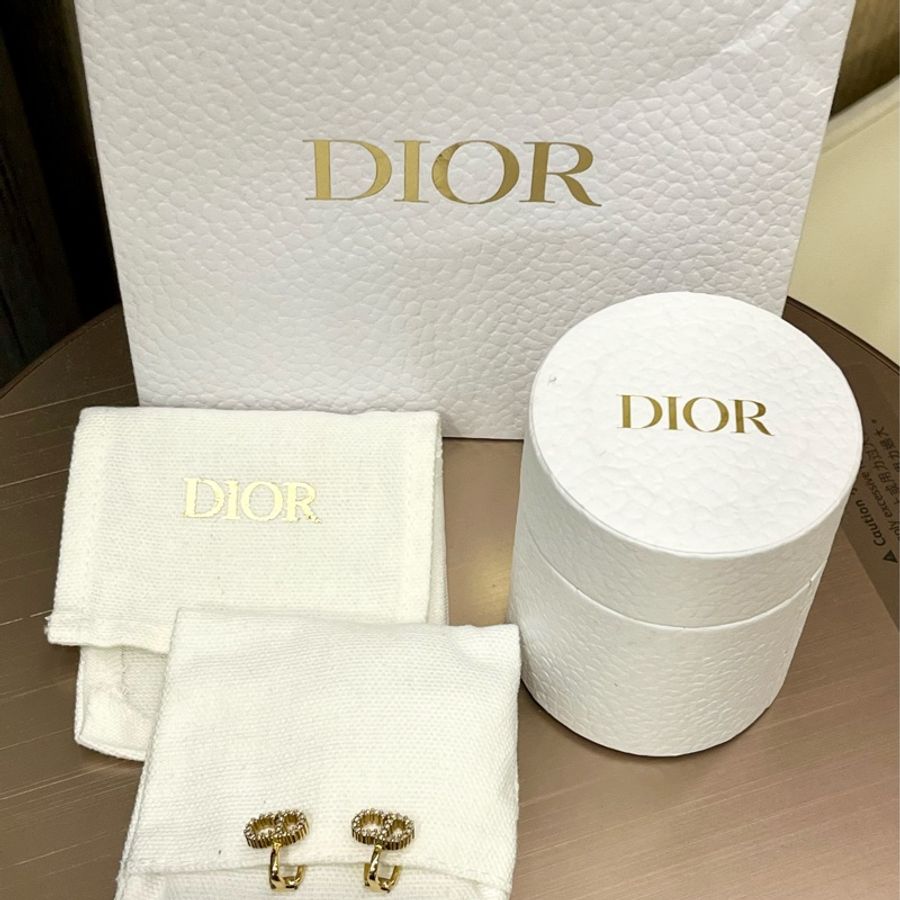 Dior 經典款CD夾式水鑽耳環-5