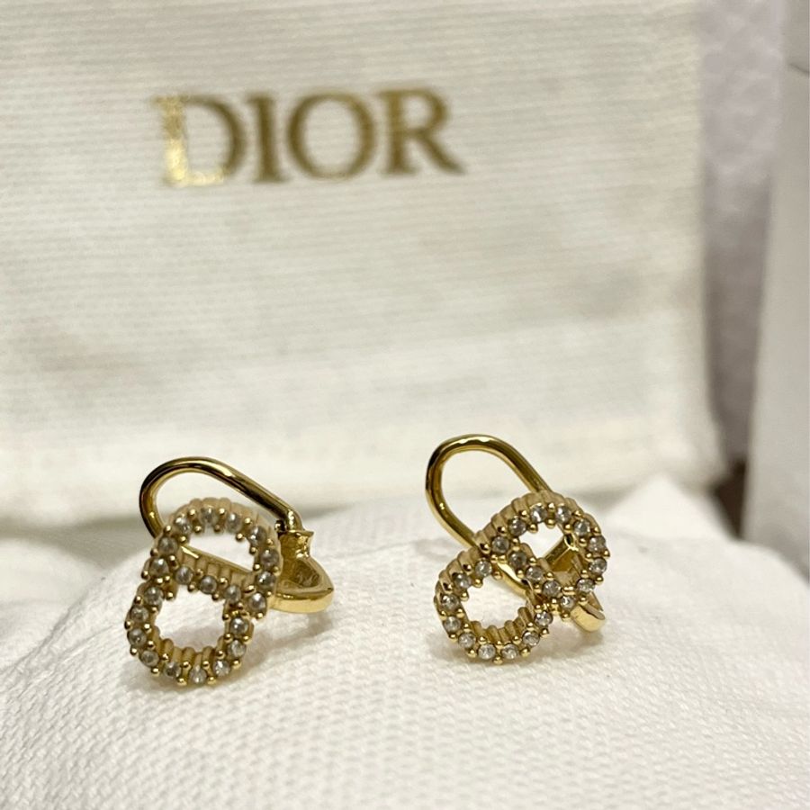 Dior 經典款CD夾式水鑽耳環-8
