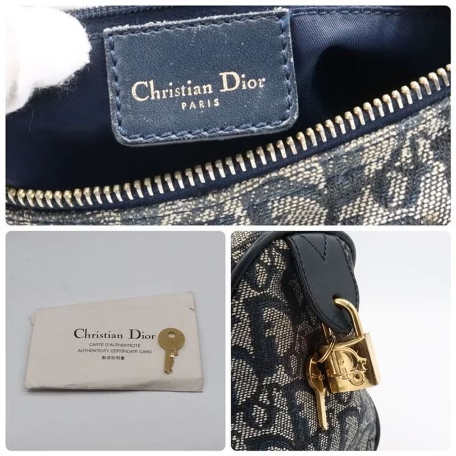 稀有中古包 Dior 海軍藍老花波士頓迷你包 手提包 二手包 古董包-4