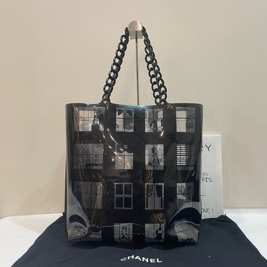 98新Chanel香奈兒中古亞克力透明沙灘包-6