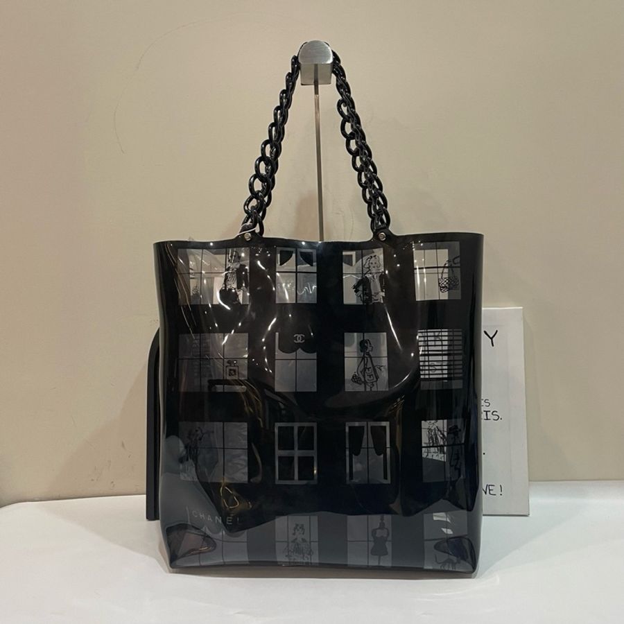 98新Chanel香奈兒中古亞克力透明沙灘包-8