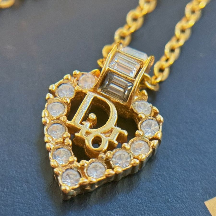 🌷Dior Vintage復古愛心水鑽項鍊 |經典花紋✦fufu style 精品✦ 氣質款|Dior項鍊-1