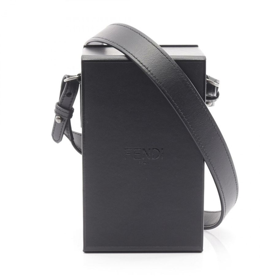 FENDI Box 肩斜背包手提包 7VA519 黑色皮革 二手 女士-0