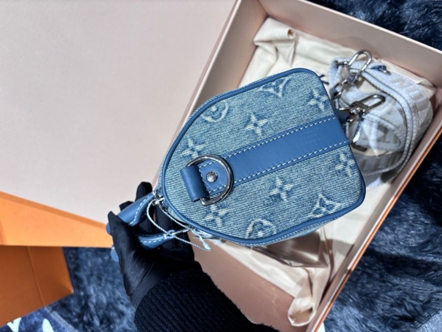 LV Keepall25牛仔限定款 丹寧藍色牛仔 約25 x 15 x 11-2