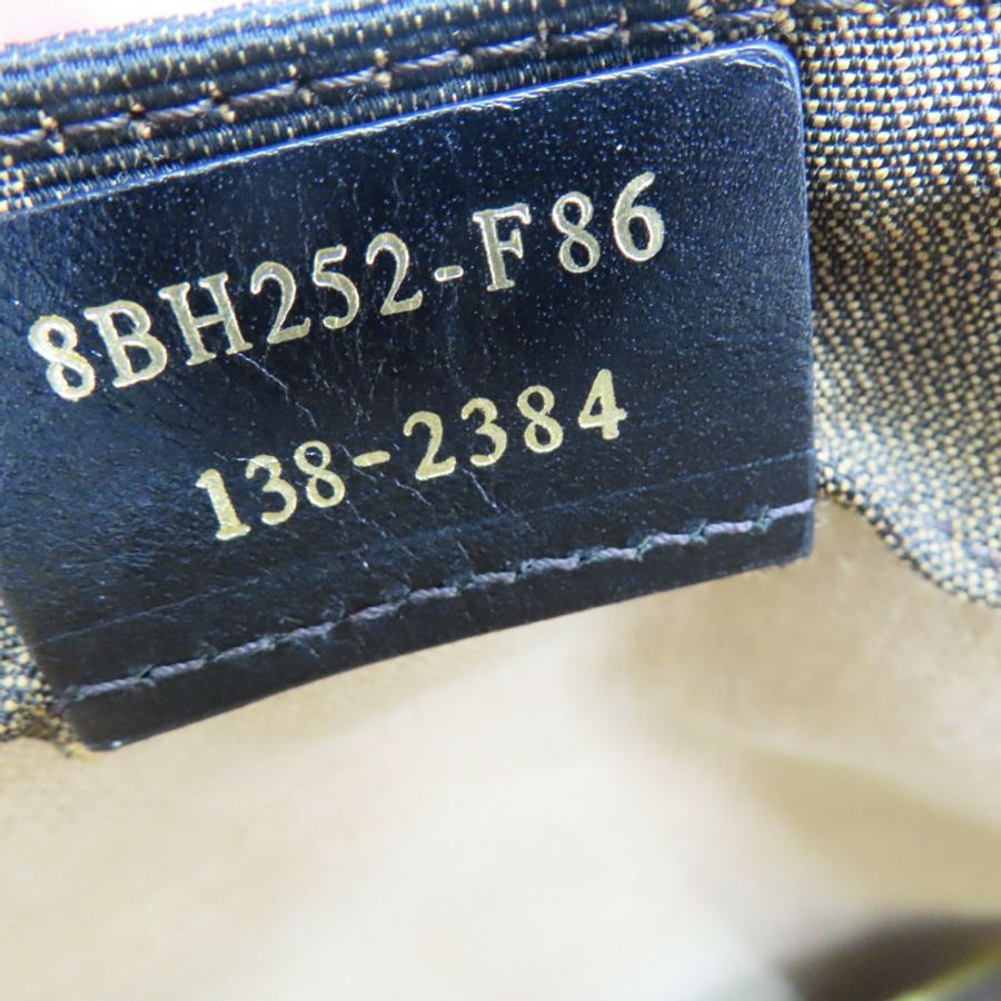 棕色Pequin帆布條紋手提包【FENDI 芬迪】 8BH252-7