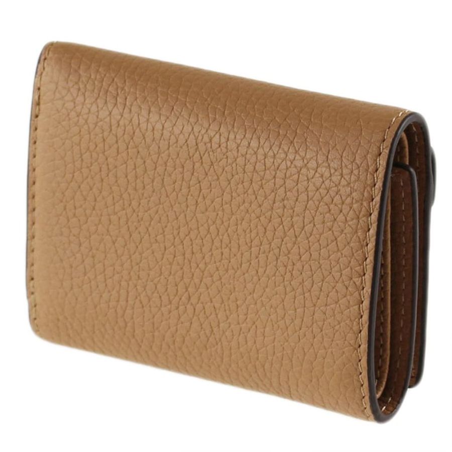 【TORY BURCH】素面皮革零錢包-駝色-1