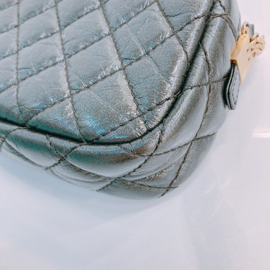 MS0369 Chanel 香奈兒菱格小牛皮皮革金扣鏈帶相機包木炭色 2.55 Camera Bag Aged Calfskin Charcoal x GHW-8