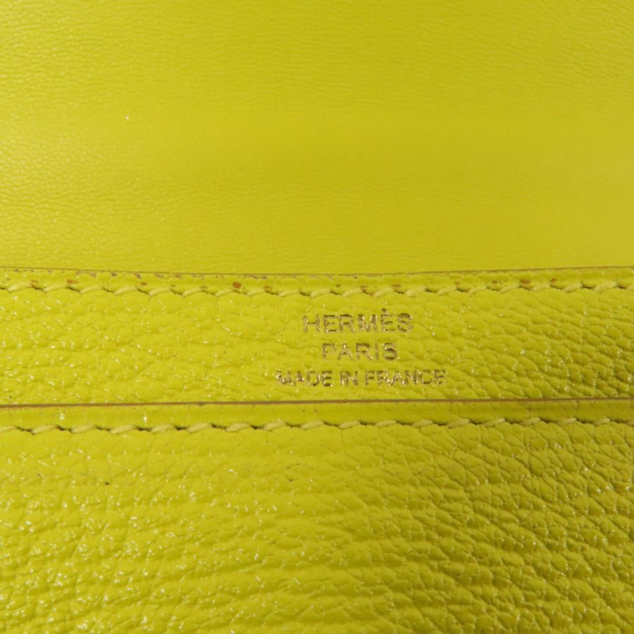 HERMES Chevre皮革Verrou Mini金扣鏈帶肩背袋Lime-7