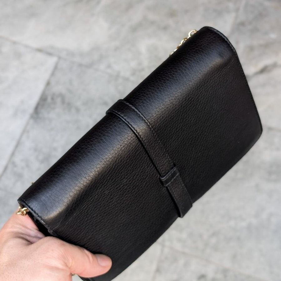 Gucci 大的黑色牛皮WOC-3