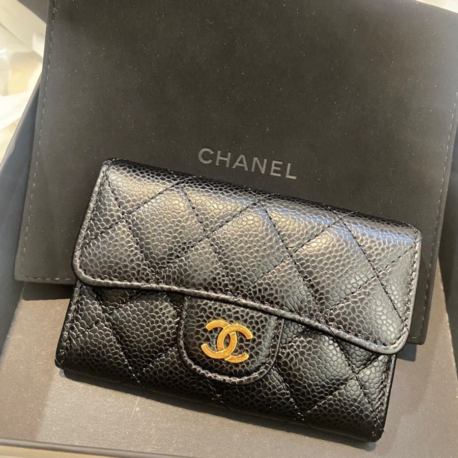 Chanel 香奈兒 黑金經典單層卡夾零錢包｜義大利製｜ 專櫃購入-0