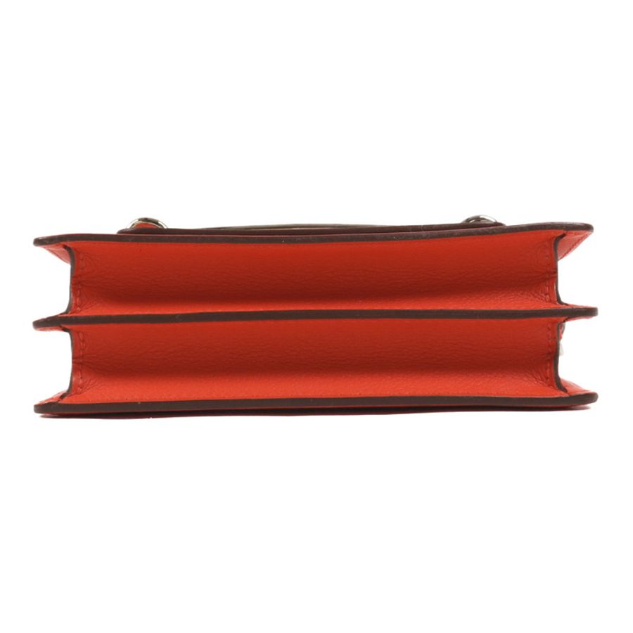 HERMES Evercolor皮革Mini Roulis銀扣肩背袋Rouge Tomate-3