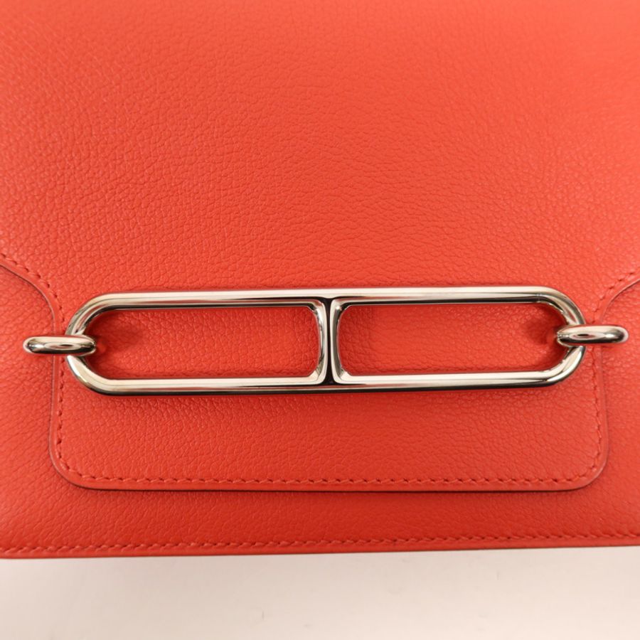 HERMES Evercolor皮革Mini Roulis銀扣肩背袋Rouge Tomate-7