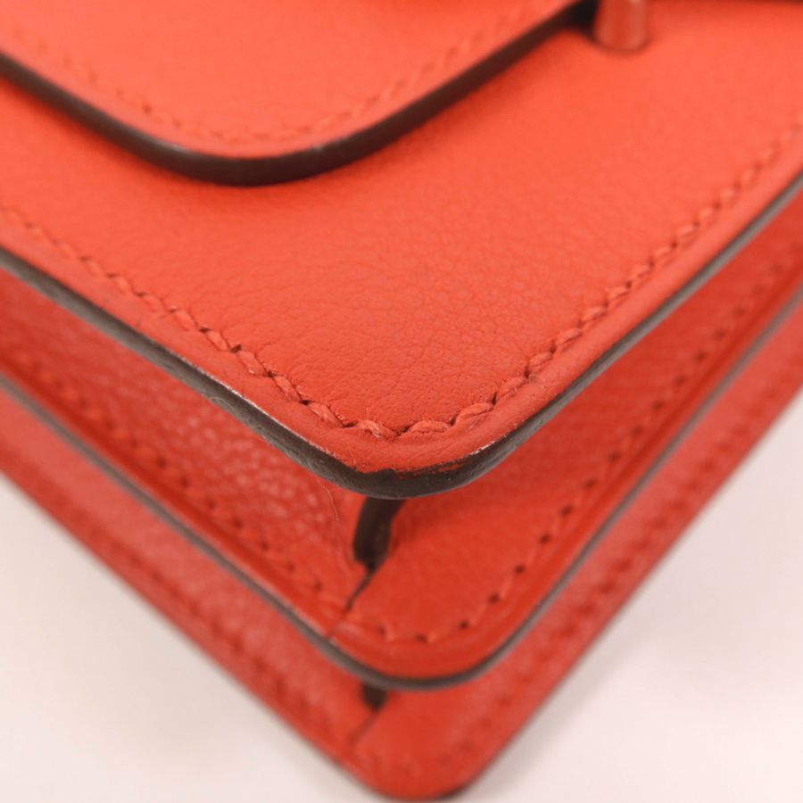 HERMES Evercolor皮革Mini Roulis銀扣肩背袋Rouge Tomate-9