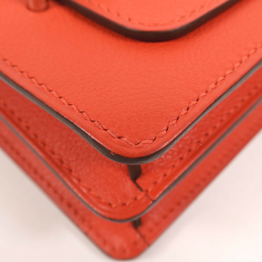 HERMES Evercolor皮革Mini Roulis銀扣肩背袋Rouge Tomate-10