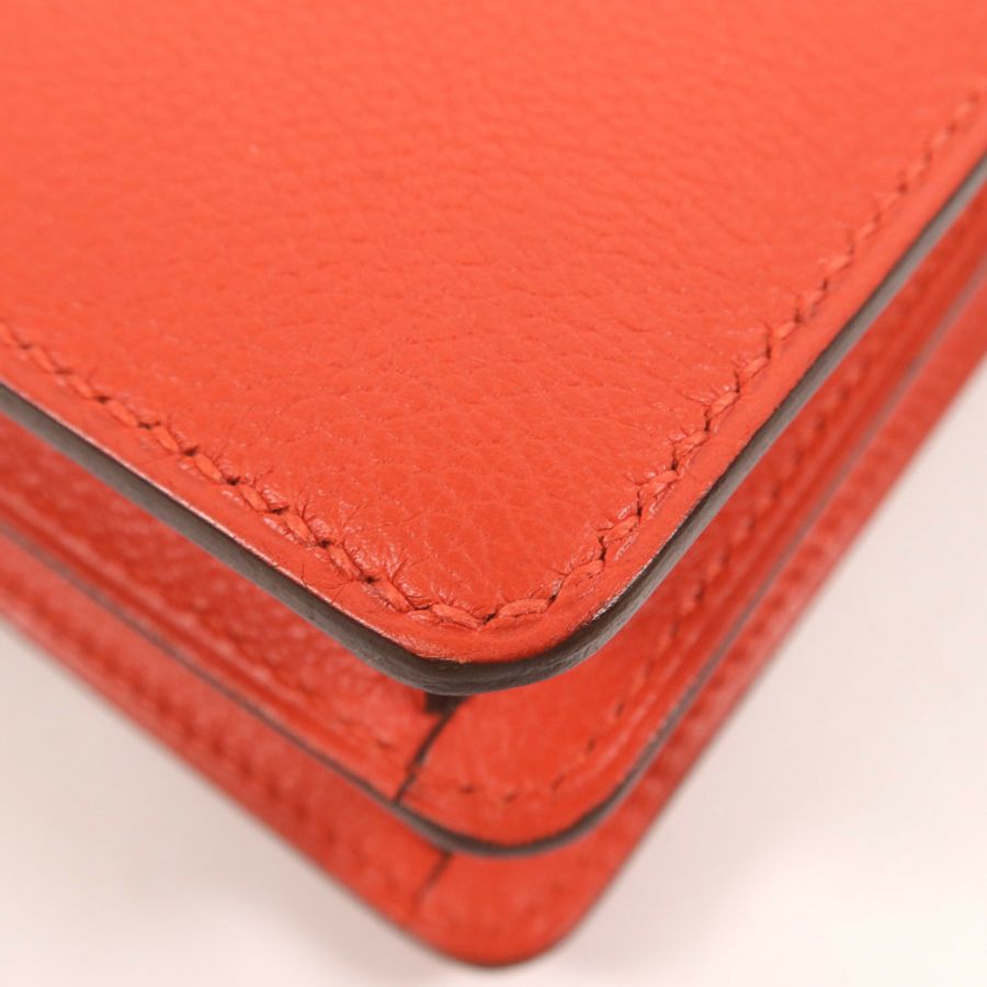 HERMES Evercolor皮革Mini Roulis銀扣肩背袋Rouge Tomate-11