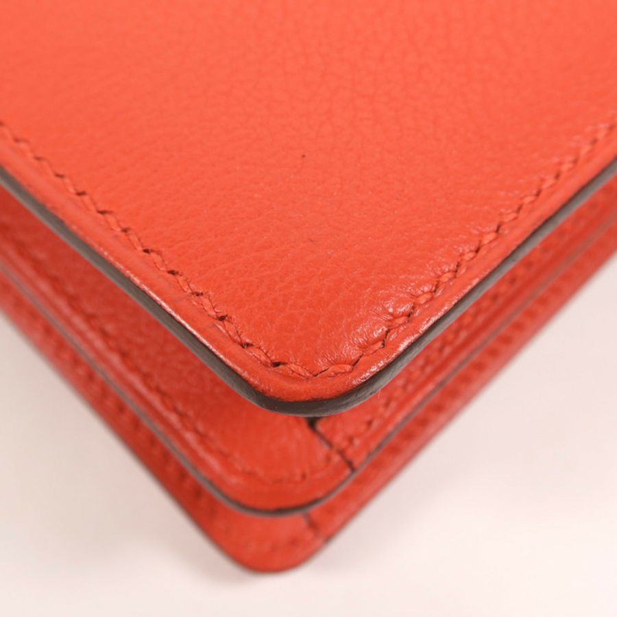 HERMES Evercolor皮革Mini Roulis銀扣肩背袋Rouge Tomate-12