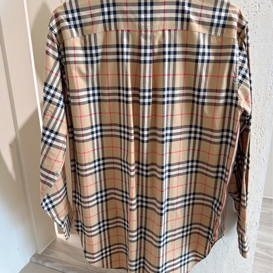 BURBERRY 經典米色格紋長袖襯衫 size:UK8-3