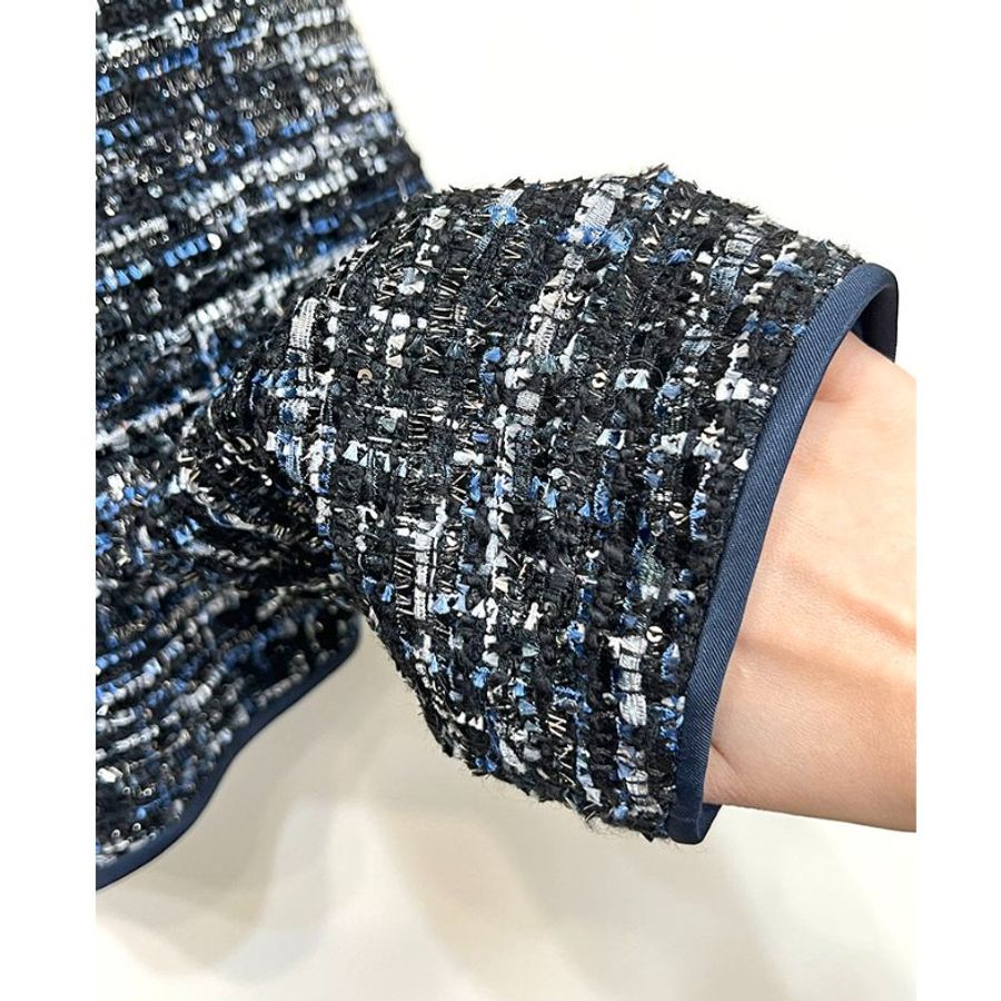 全新 / ARMANI COLLEZIONI 深藍亮片毛呢外套 L-9