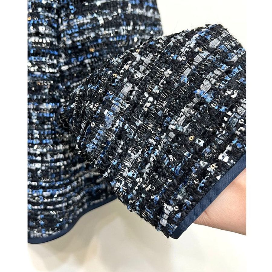 全新 / ARMANI COLLEZIONI 深藍亮片毛呢外套 L-10
