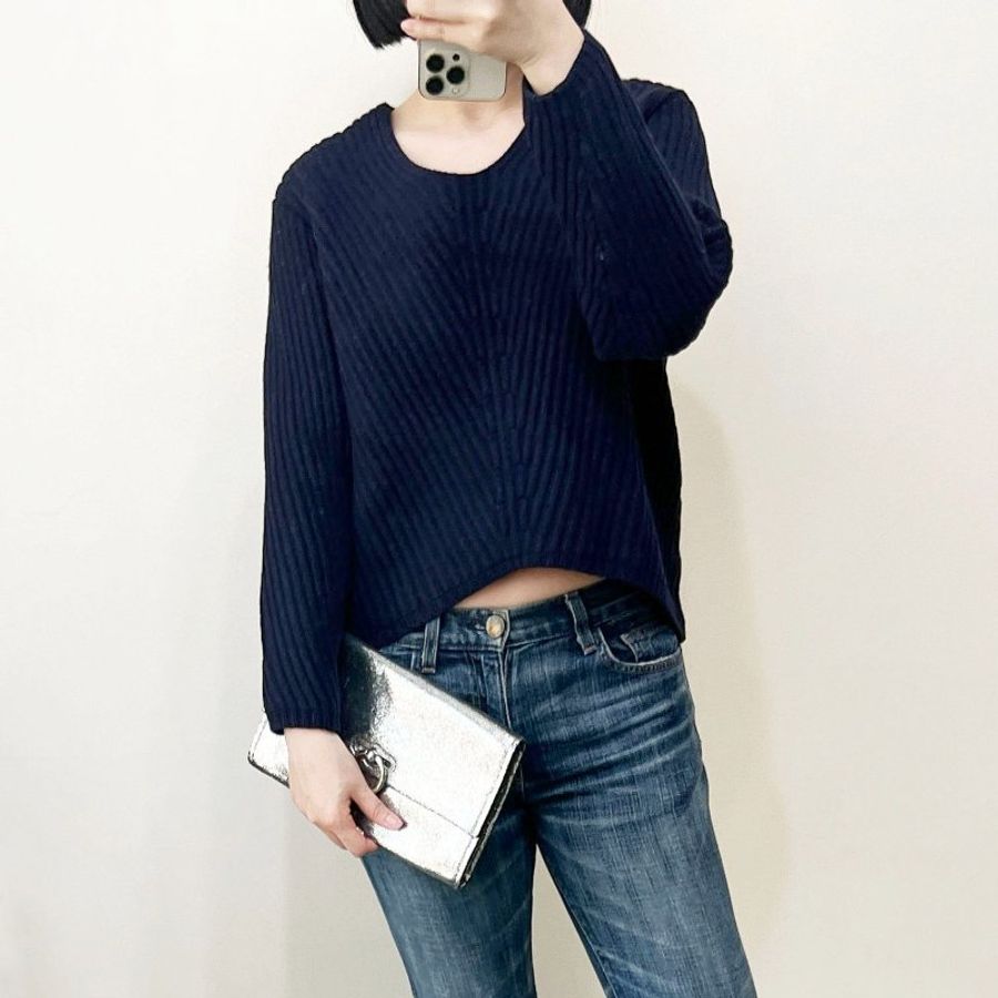 ACNE 深藍短版重磅羊毛毛衣 XXS~M-0