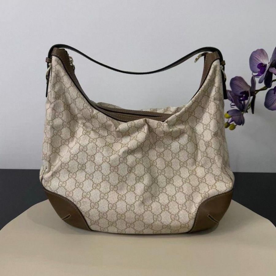 Gucci 老花拼皮hobo腋下斜背包34*30cm 98新配件塵袋-6