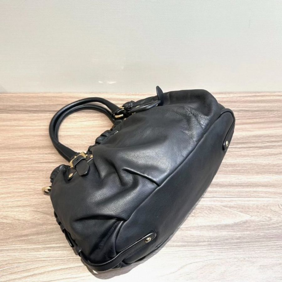PRADA 黑金南瓜手提包 98新配件塵袋-2