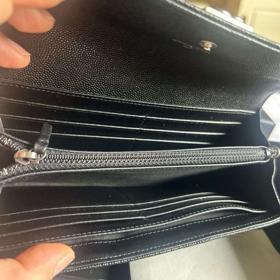 【全新】CHANEL Boy L-Gusset Flap Wallet 黑色魚子醬皮 長夾(附原始發票+盒袋卡)-8