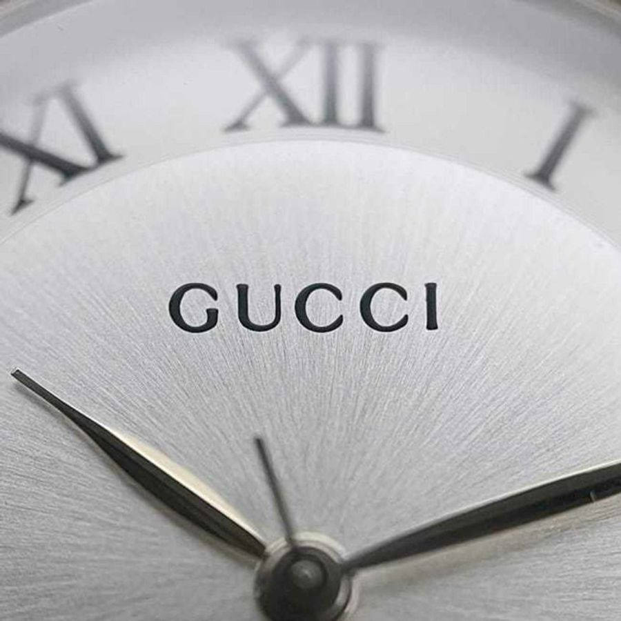 Gucci 5500M腕錶 f-24297 銀白色 YA055305 男士不鏽鋼石英錶 0163*** GUCCI 電池供電錶盤模擬日期顯示-5